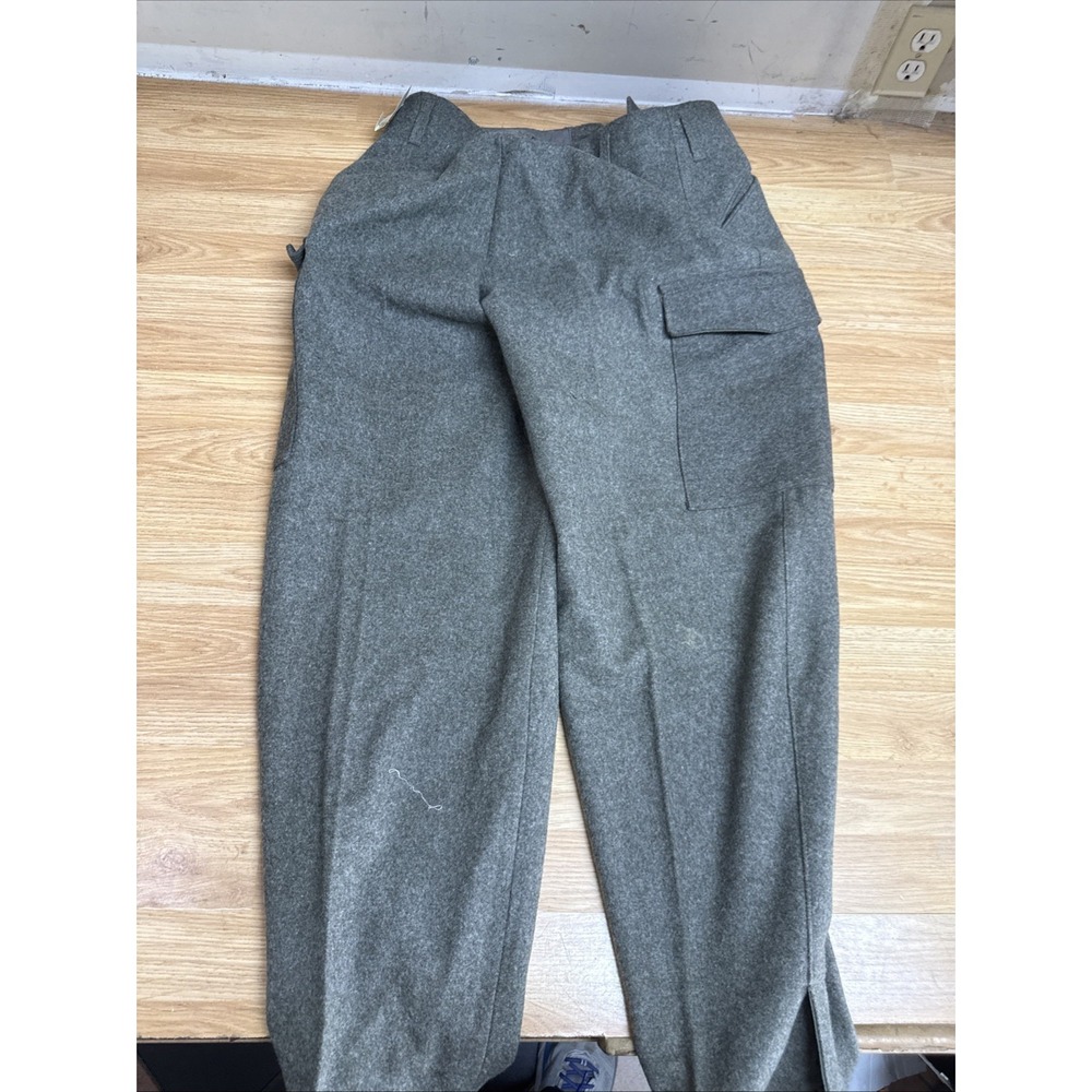 Vintage M39 WW2 40s 1946 Swedish Army Gray Wool Cargo Trousers Pants 34x33 - Picture 9 of 11